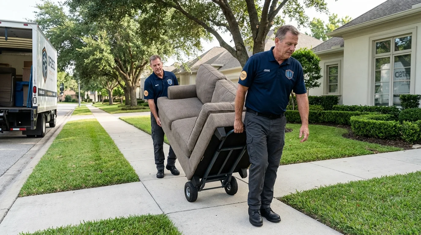 Local residential moving crew loading furniture in New Fairfield, CT